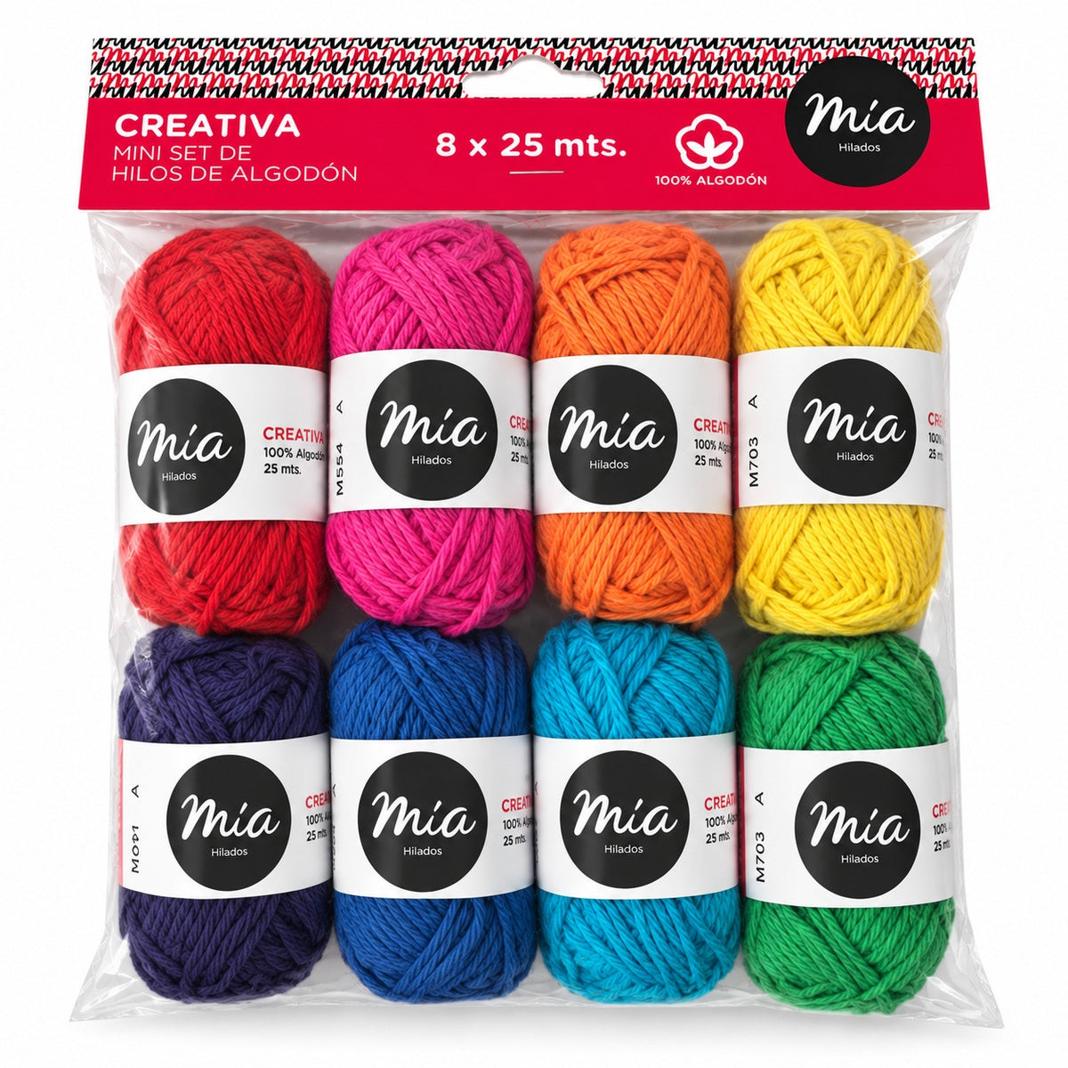 Set hilos algodón Creativa Mia 8 ovillos x 25 mts
