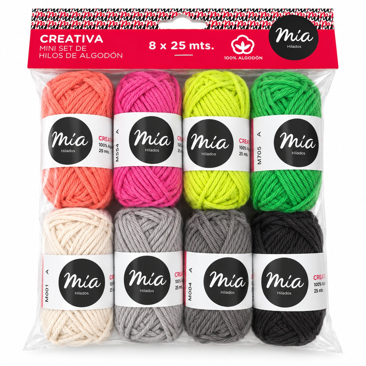 Set hilos algodón Creativa Mia 8 ovillos x 25 mts