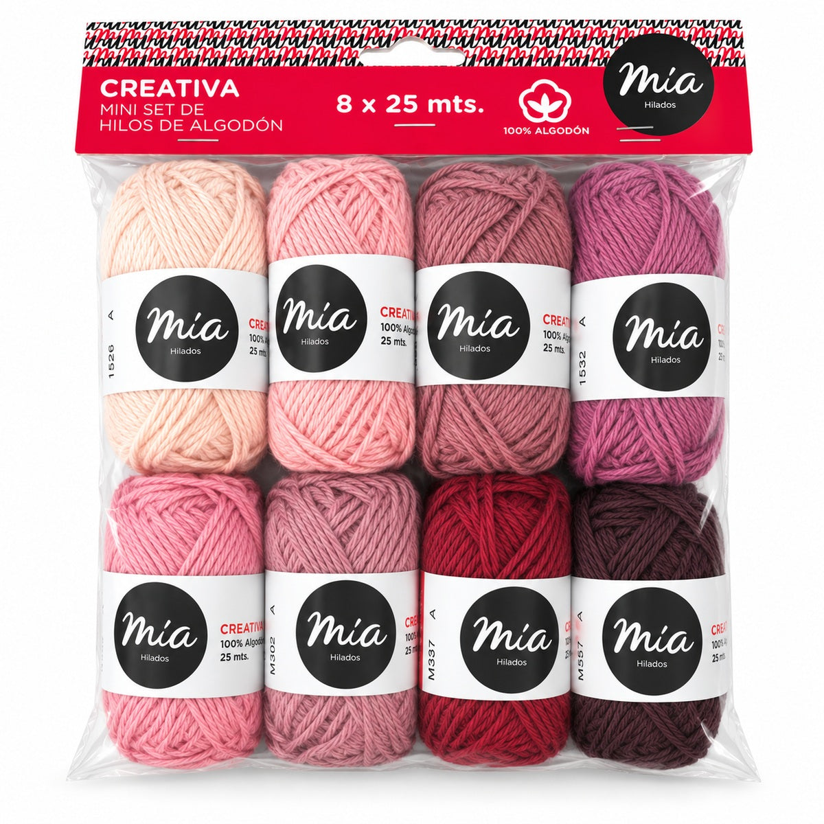 Set hilos algodón Creativa Mia 8 ovillos x 25 mts