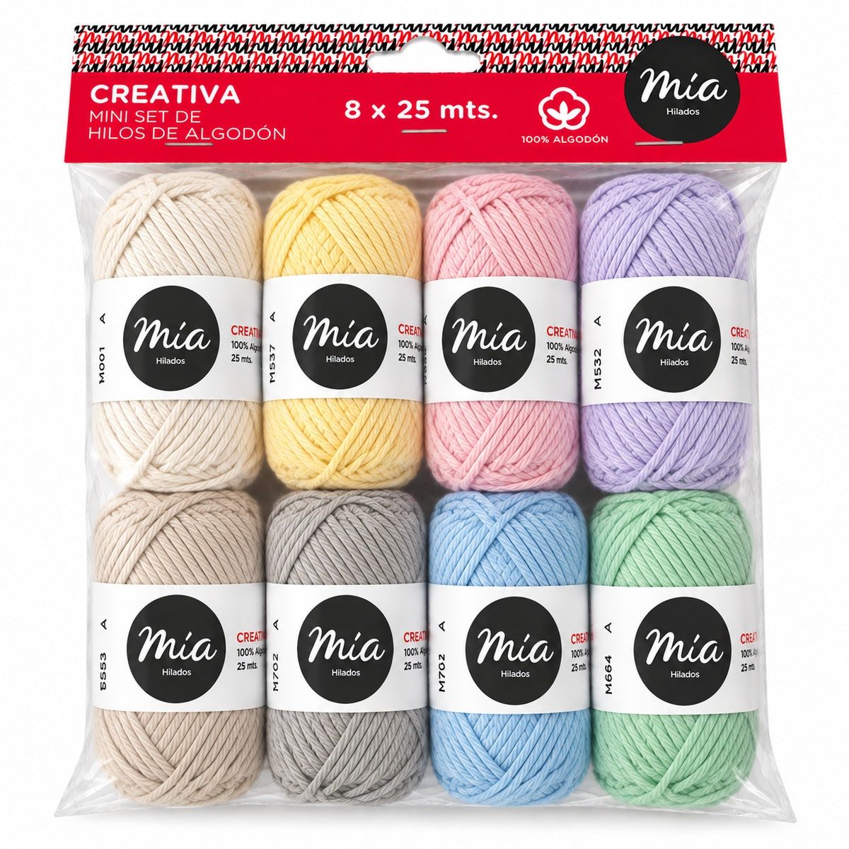 Set hilos algodón Creativa Mia 8 ovillos x 25 mts