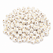 CUENTAS BOLITA COMUNIÓN 8 MM BLANCO CON DORADO