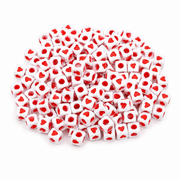 CUENTAS CUBO CORAZÓN ROJO