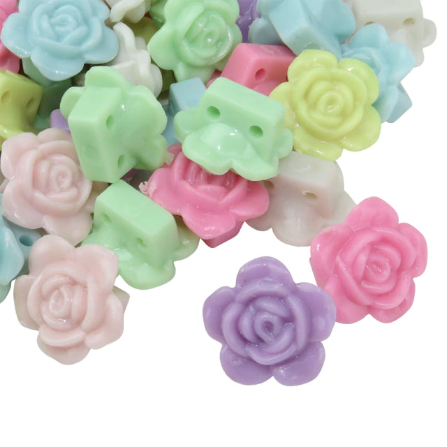 Cuentas Plástico Infantil Pastel Flor Doble Pase