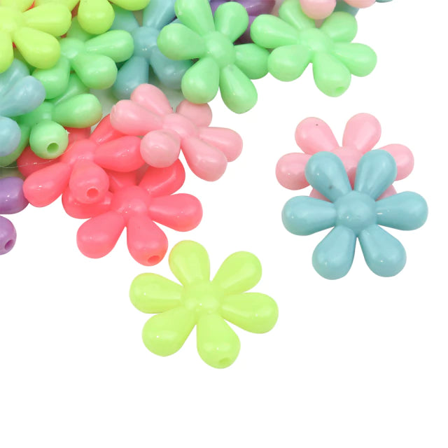 Cuentas Plástico Pastel Flor Plana Mediana Pase Chico
