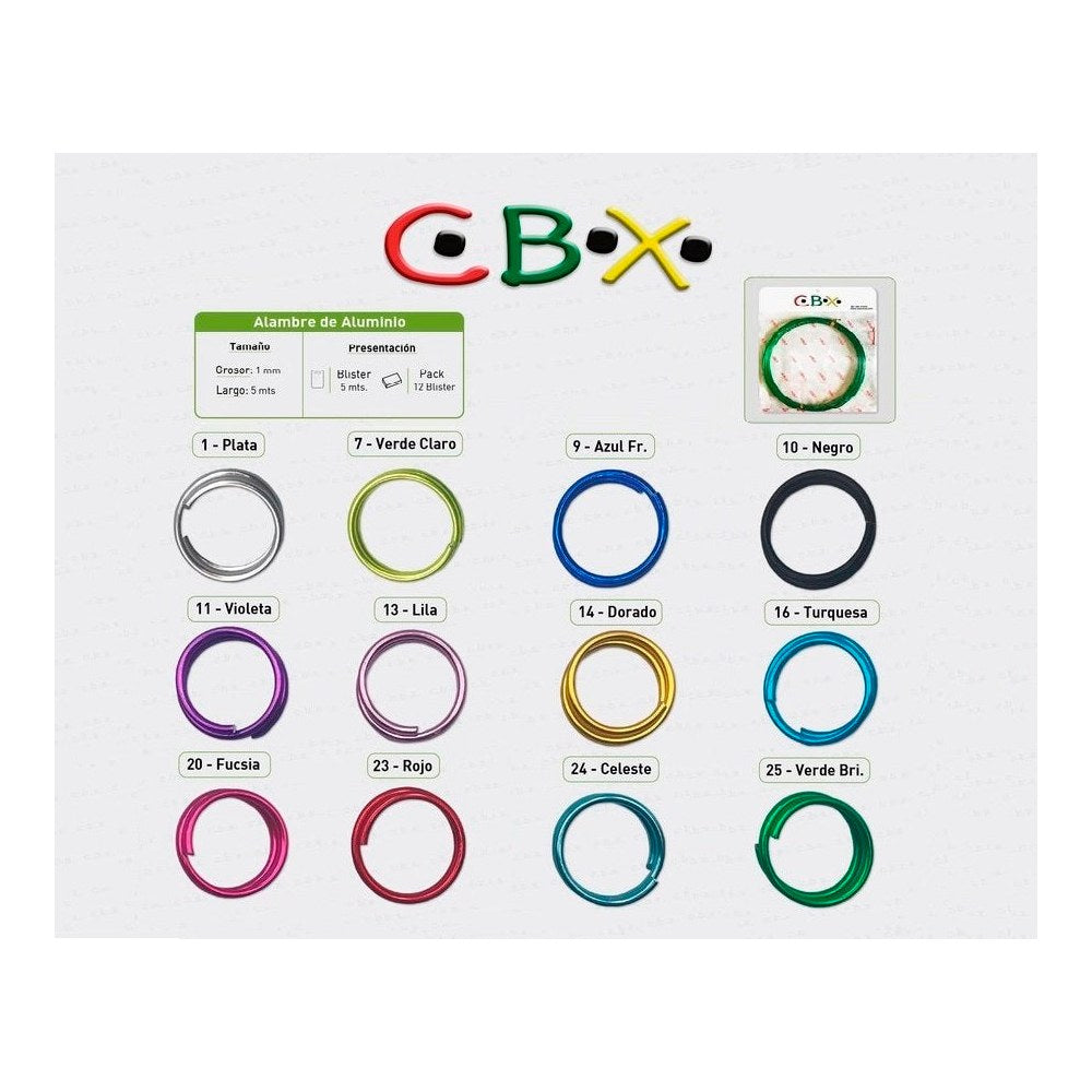 Alambre de Colores Cbx por 12 Rollos 5 mts
