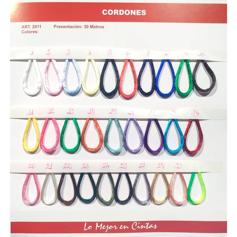 Cinta Cordón de Raso Art. 2011 x 30 mts