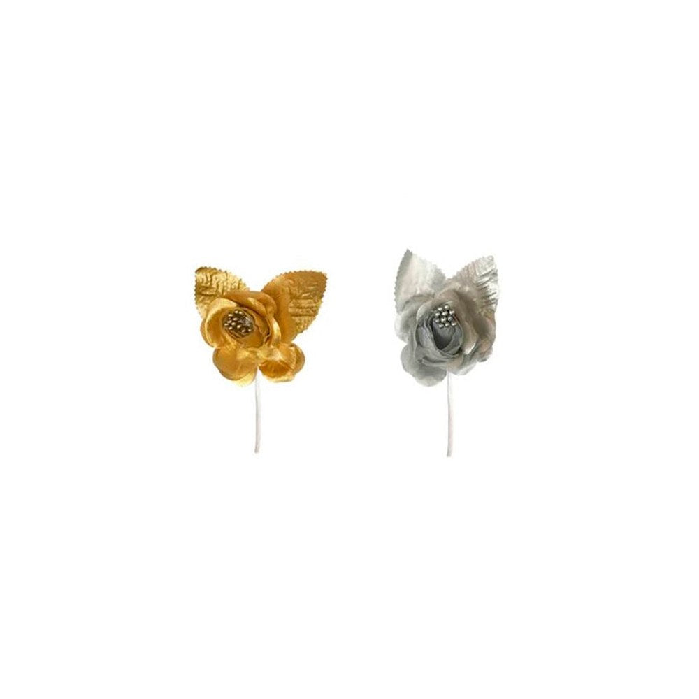 Flores Mini Camelia Art. 2040 Metalizadas x 6 unidades