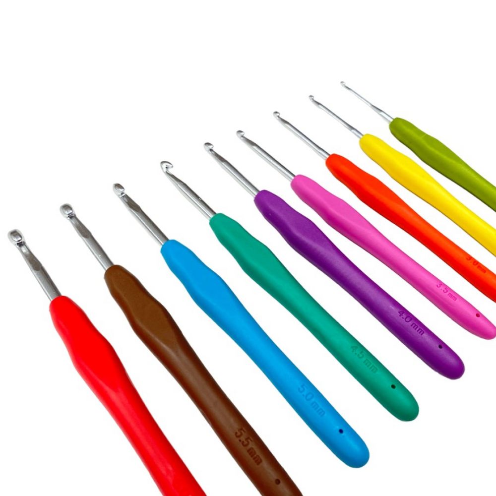 Set de 5 Agujas de Crochet con Mango de Silicona Por Tamaño