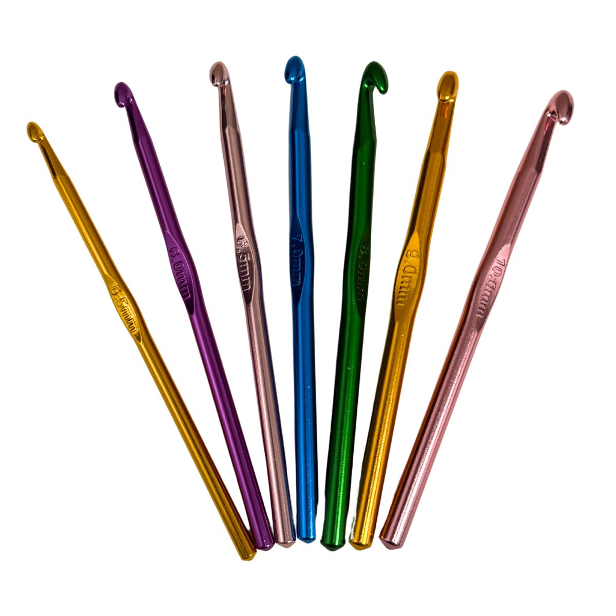 Set de 7 Agujas de Crochet de Metal - N° 5.5 al 10